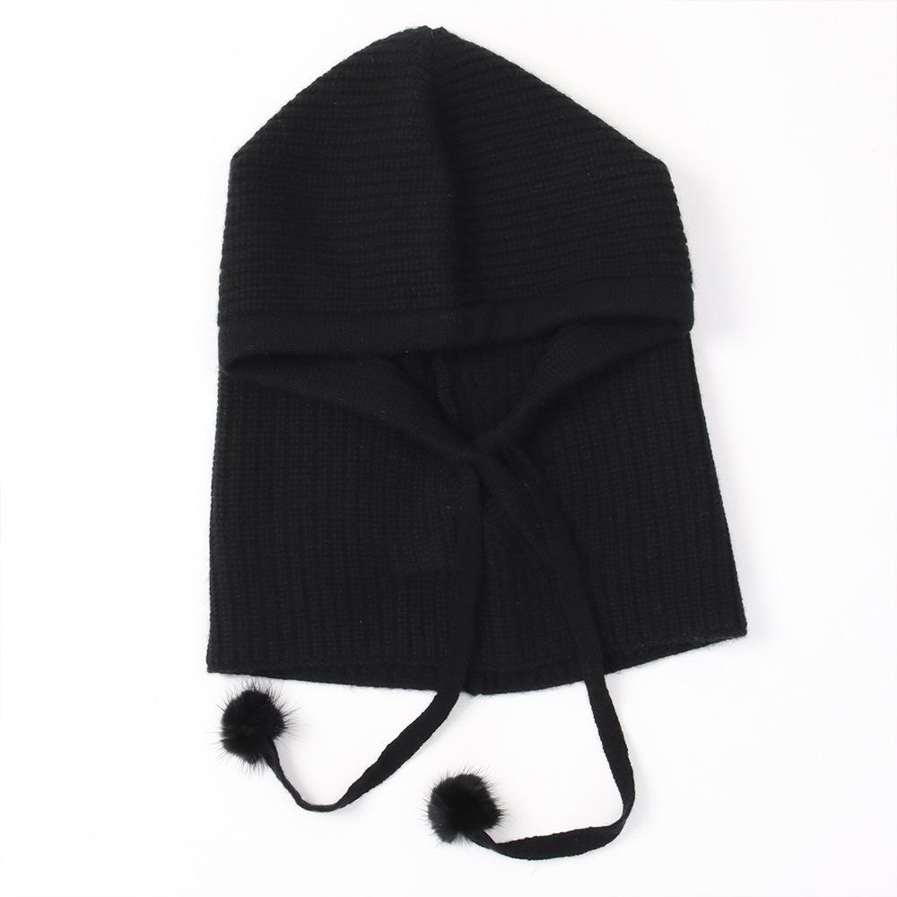 Custom Rib Knitted Inner Mongolian Cashmere Beanie Hat Luxury Fashion Women Winter Warm Cashmere Neck Warmer Hoodie Hat