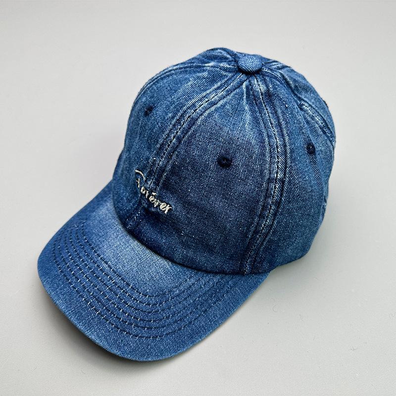 Versatile Fashion Embroidered Denim Letter Washed Sunshade Korean Baseball Cap Men'S And Women'S Trend Breathable