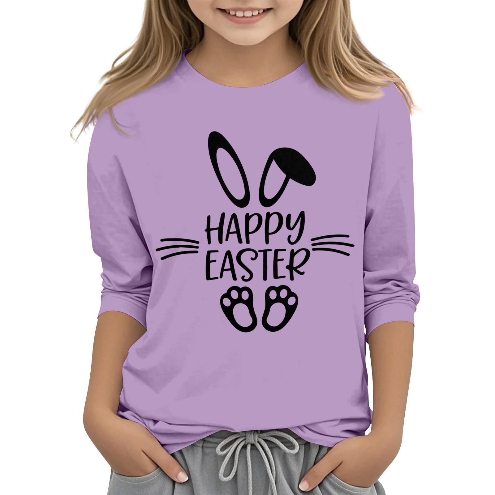 

Повседневная футболка с круглым вырезом и пасхальным принтом, с рукавами 7 точек для детей 110