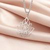 Lemegeton Lotus Necklace for Women Yoga Flower Spiritual Stainless Steel Jewelry Vintage Pendant Necklaces Accessories Gift
