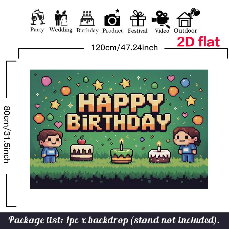 Retro Pixel Art Tapestry for Birthday, Cake Smash and Gaming Themed Photoshoot