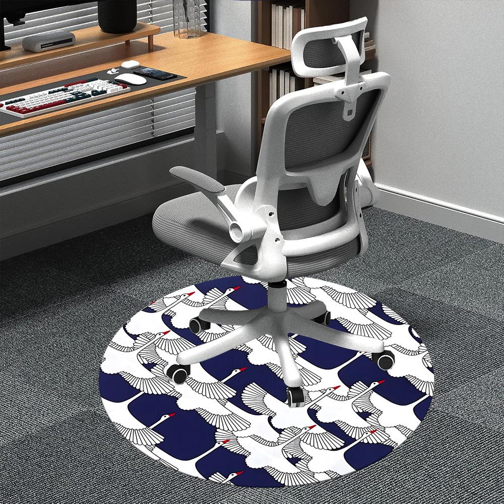 

1pc Swans Pattern Office Round Area Rug, Indoor Mat Suitable ForOffice, Under Office Chairs Bedroom Living Room Home Decor, Room Deco D026 80cm by 80cm