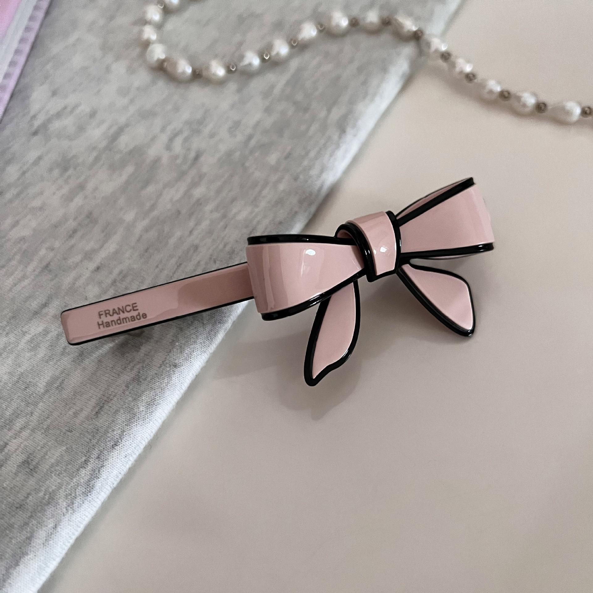 

Елегантний набір шпилька-бант з ацетату та пов язка для волосся - Чорно-біла кліпса з гумкою для волосся.