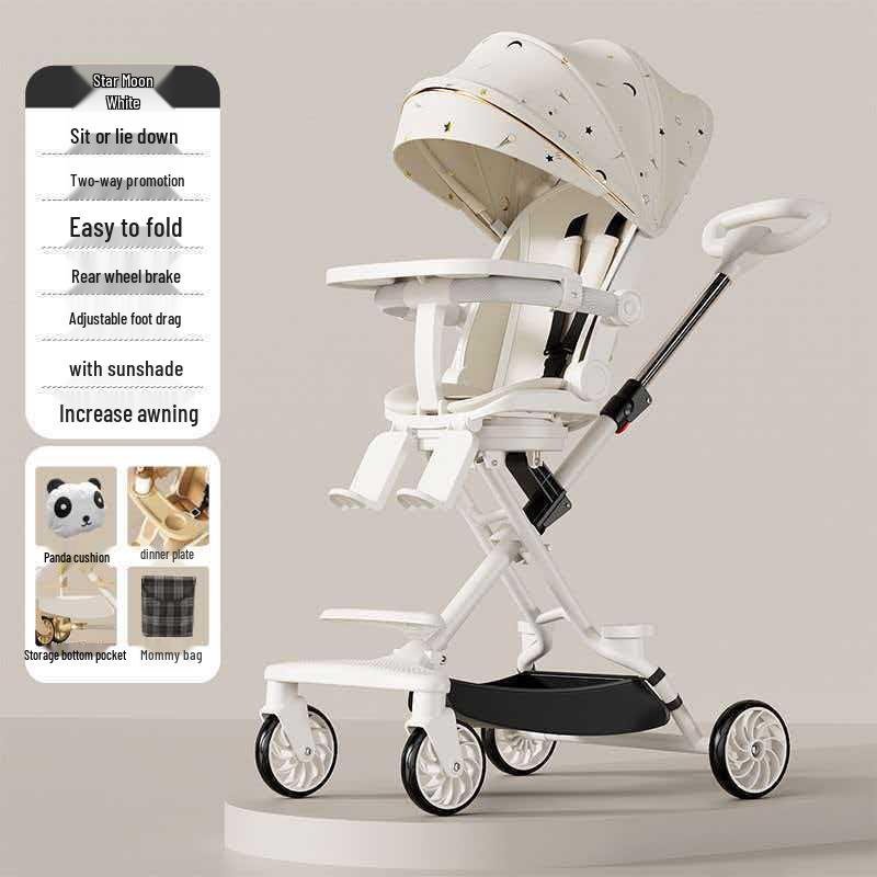 Lightweight Reclining & Sitting Baby Stroller - Two-Way Foldable Newborn & Kids Stroller