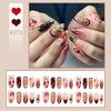 European Trend Almond-Shaped Wearable Nails: 3D Floral & Leopard Print with Gold Plating