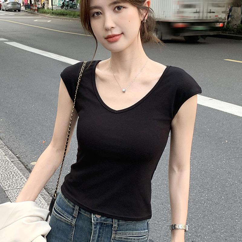 Stilvolle Weste Eleganz Mode Lässig H109 Liebe Kragen T-Shirt Damen Sommer Weiß Slim Dünn Einfarbig Vielseitig Ärmellos Unterhemd Unterteile