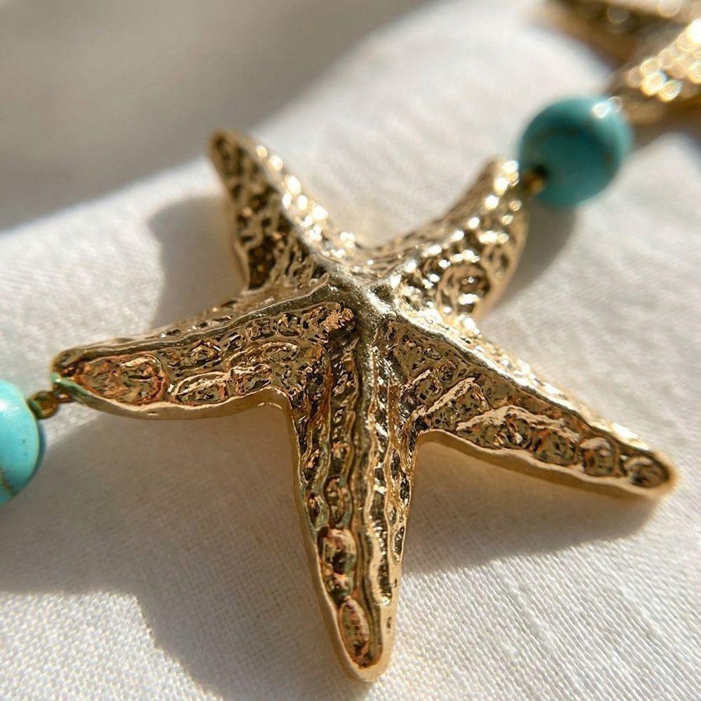 Gold Sea Star Imitation Pearl Body Chain Shell Beads Belly Chains Starfish Waist Chain  Beach