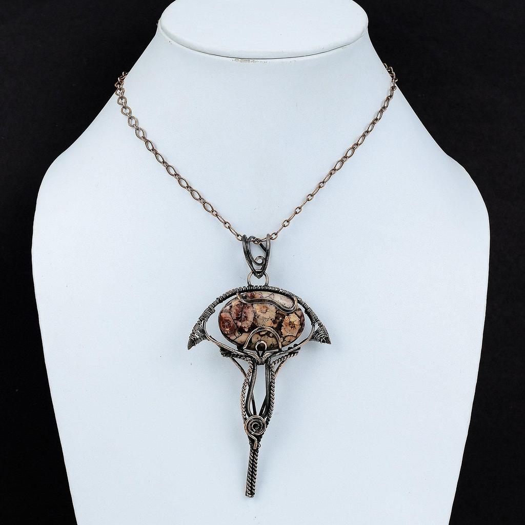Birds Eye Jasper Pendant Copper Wire Wrapped Pendant Birds Eye Jasper Jewelry Handmade Original Gemstone Pendant Copper Jewelry Gift For Her