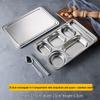 Stainless Steel Six-Compartment Lunch Box with Cutlery