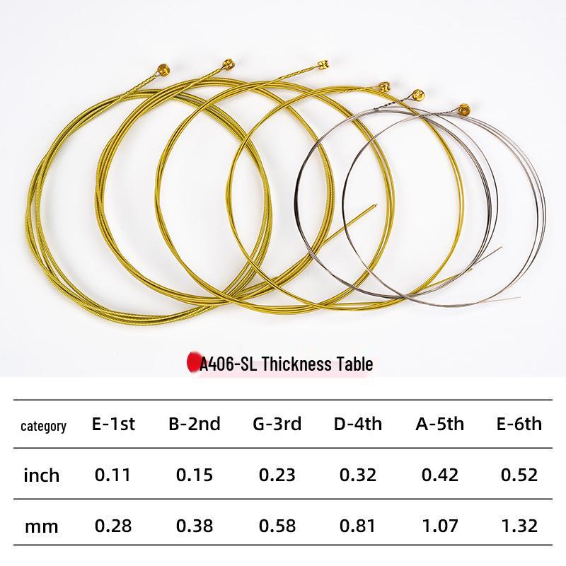 Alice A406 Copper Alloy Folk Acoustic Guitar Strings – Set of 6