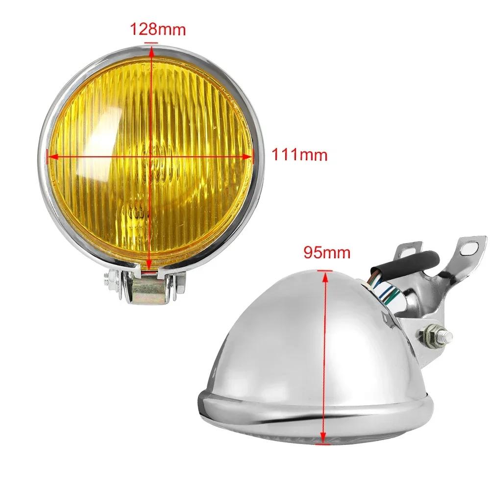 1pc for Suzuki Dirt Bike Retro Motorcycle Headlight Round with Holder Electroplate Vintage Head
