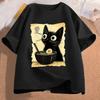 Women Funny Cat Ramen Graphic Tee Japanese Kawaii Anime Cat T-Shirt Fashion T-shirts Short Sleeve Clothes Trend Casual Tshirts