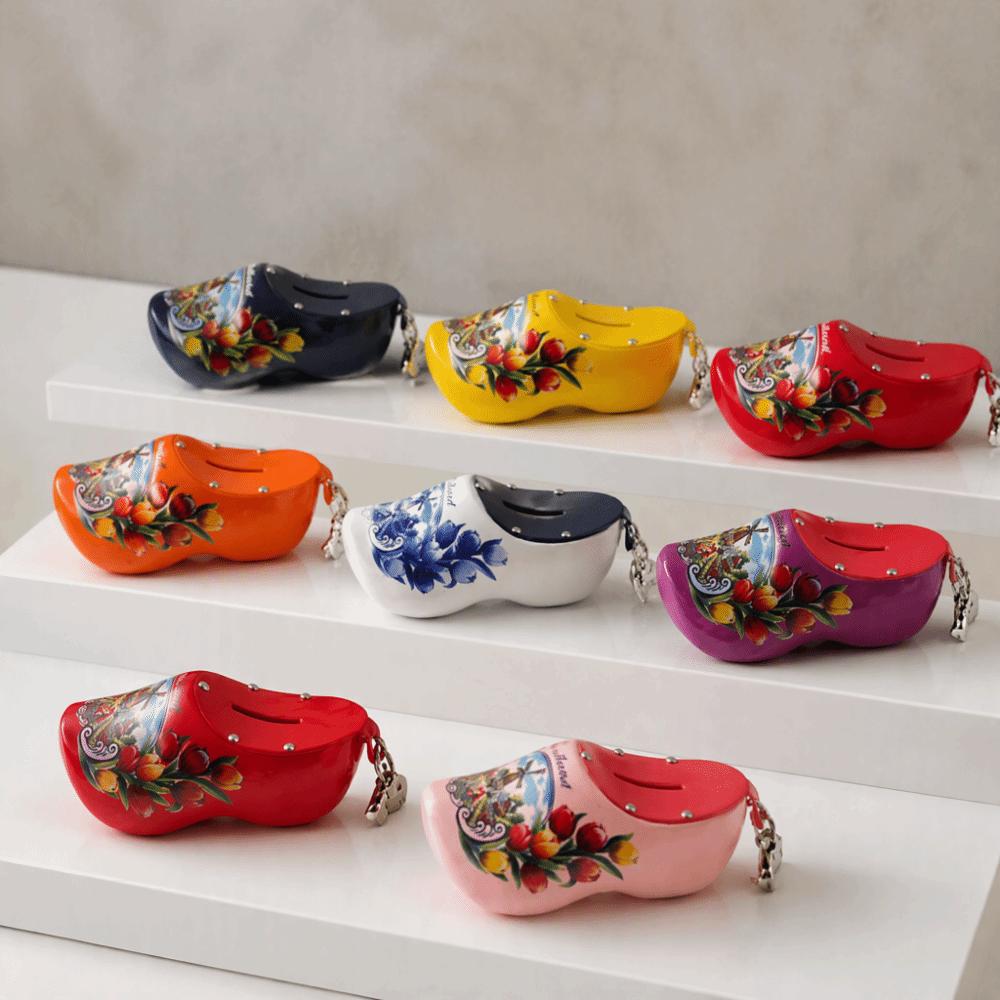 Miniature Wooden Shoes Piggy Bank Wooden Material Dutch Wooden Shoes Figurine Table Decoration