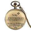 Vintage Bronze Pocket Watch,Thank you for being a part of our special day , Precise Quartz Movement Watch Gift for Groomsmen