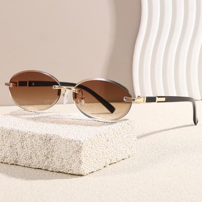Modne okulary przeciwsłoneczne z nieregularnymi krawędziami, personalizowane, owalne oprawki, nowe bezramkowe okulary hip-hopowe dla pikantnej dziewczyny, metalowe okulary damskie, okulary męskie