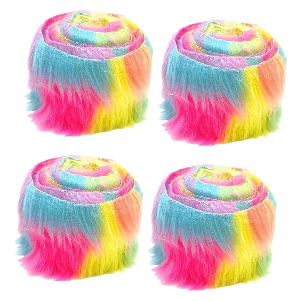 4 Pieces Shaggy Faux Furs Strips Craft Furs for Santa Claus Hair DIY Project