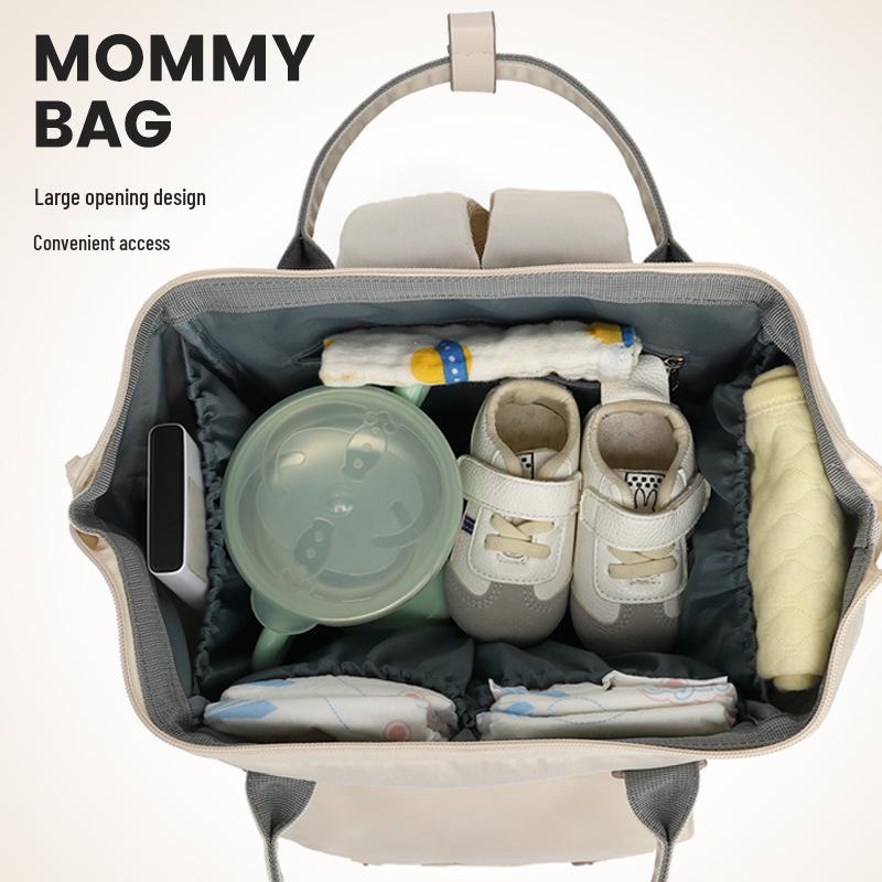 Customizable Lightweight Mummy & Baby Double Shoulder Handbag: Multifunctional, Large Capacity Backpack for Outings
