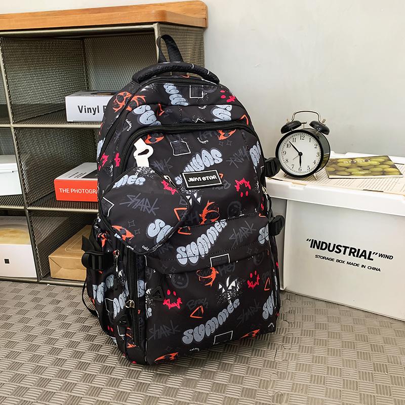 Граффити Принт Школьный Ранец Мужской Класс 4-6 Рюкзак С Монетницей зелёный — фото 15