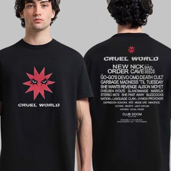 RARE! Cruel World Festival 2026 Rage Lineup Two Sided Unisex T-Shirt Fans Gift S
