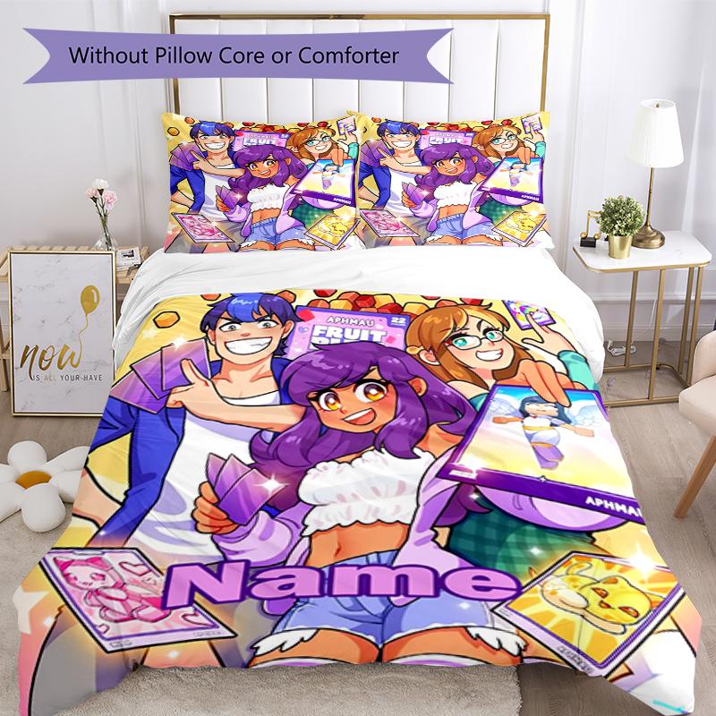 Set Biancheria da Letto Aphmau Personalizzato con Nome (3 Pezzi) Chiusura con Bottoni Include 1 Copripiumone e 2 Federe, Morbido e Confortevole per Tutte le Stagioni.