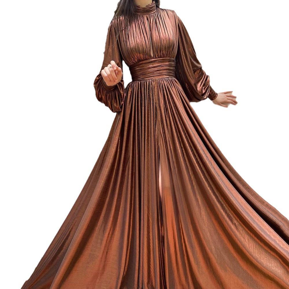 New spring and summer popular color waist hanging neck pendulum sexy avocado green dress long dress