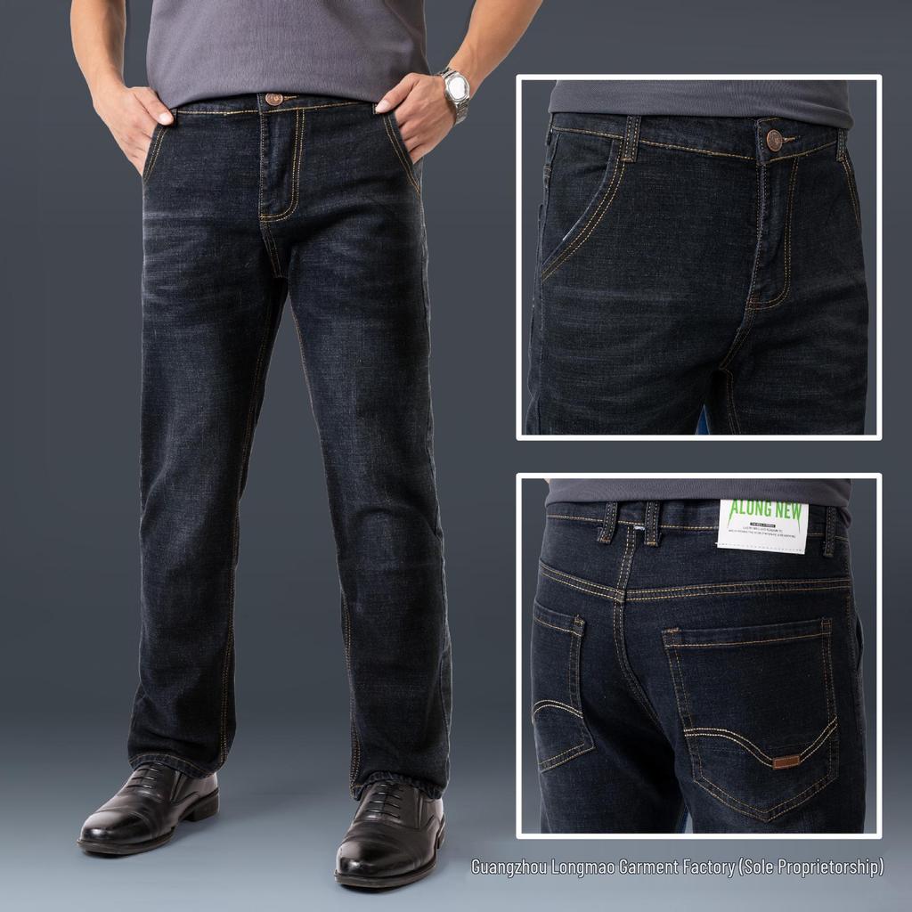 Men's Spring Straight-Leg Jeans - 500g Stretch, Loose Fit, High Waist, Youth Business Casual Style