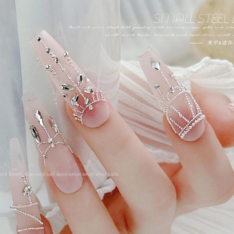 Multi-Size Nail Caviar Beads Micro 3D Nail Art Decorations Mini Metal Nail Beads Nails Jewelry DIY Nail Designs Gifts