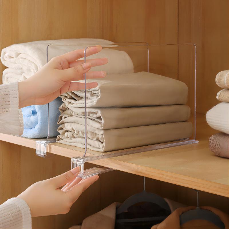 Transparent Acrylic Clothing Divider Bag - Plastic Storage Shelf Organizer