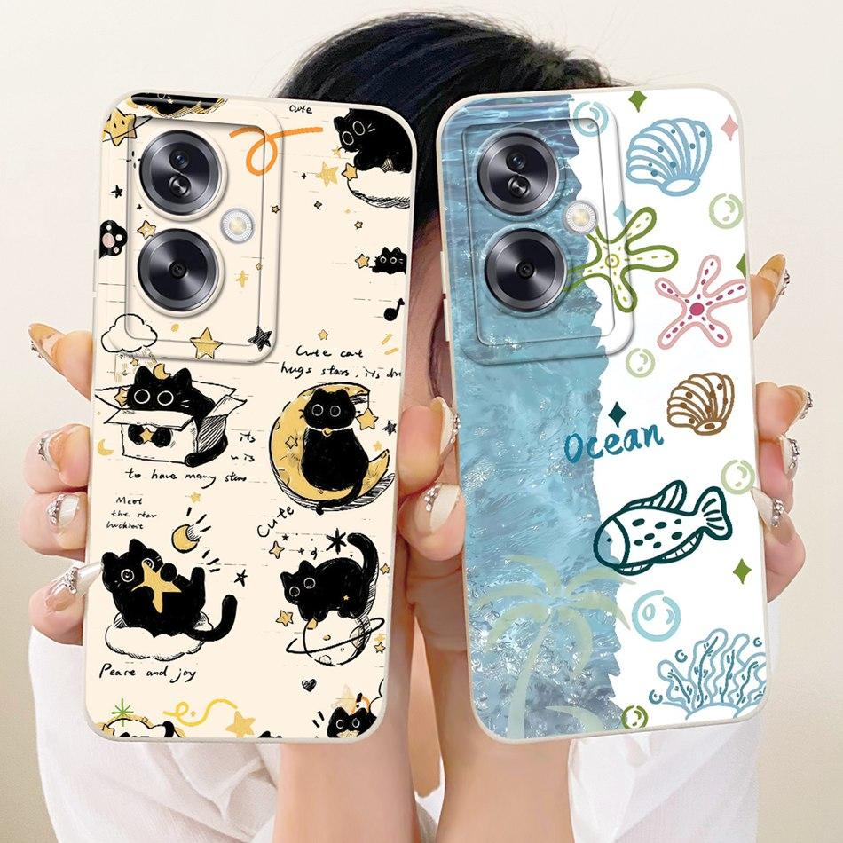 For OPPO A79 5G Cute Cat Flower Cartoon Phone Case For Oppo A79 CPH2553 CPH2557 Shockproof Soft Silicone Covers Bumper