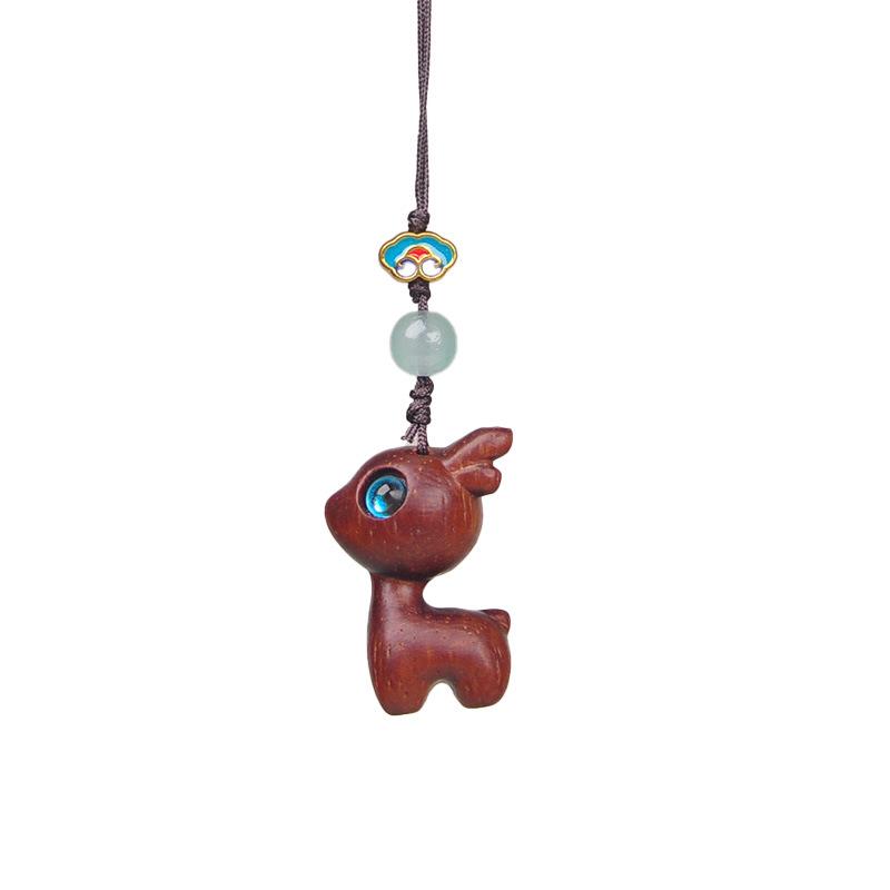 Green & Purple Sandalwood Rhinoceros and Barbie Charm Keyring & Backpack Pendant