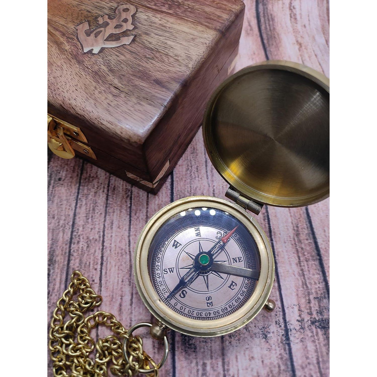 

Компас в деревянной коробке Компас Латунный Компас 2 Морской Винтажный Гравированный Компас Направленный Магнитный Карманный Компас Подарок