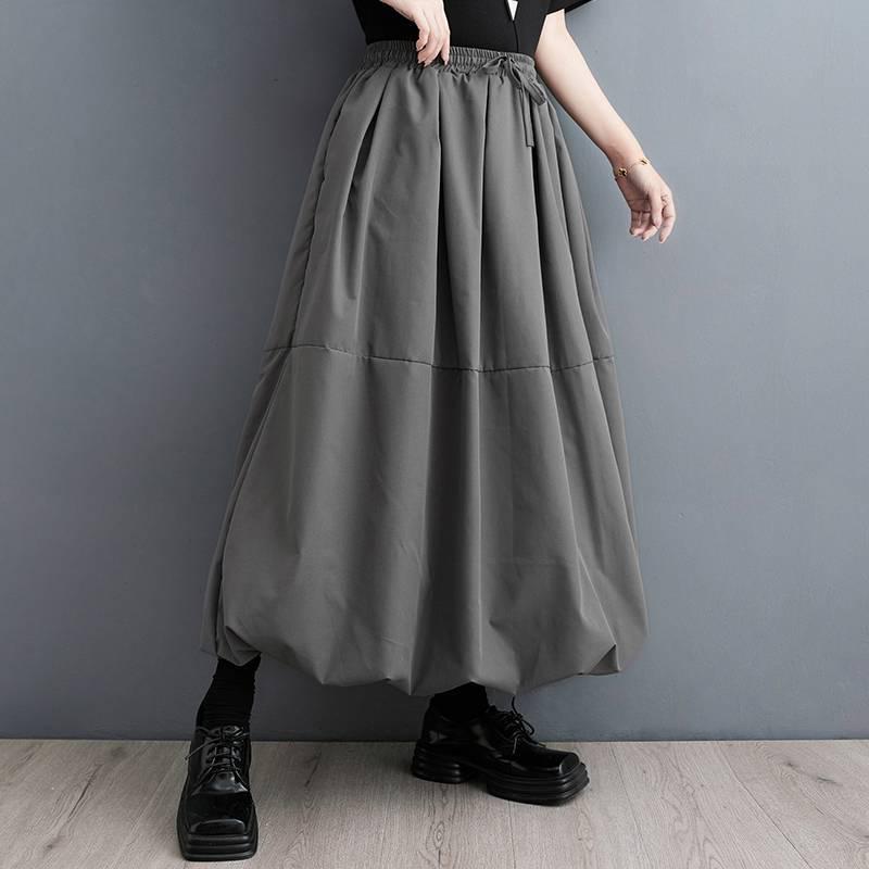 Plus Size Spring/Autumn Puffy Midi Skirt, Tummy Concealing, Slimming, 2026 New Style One Size серый