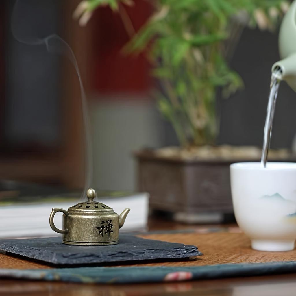 1Pc Chinese Style Incense Burner Mini Tea Pot Aromatherapy Stove Alloy Tiny Teapot Shape Incense Holder Home Pendant