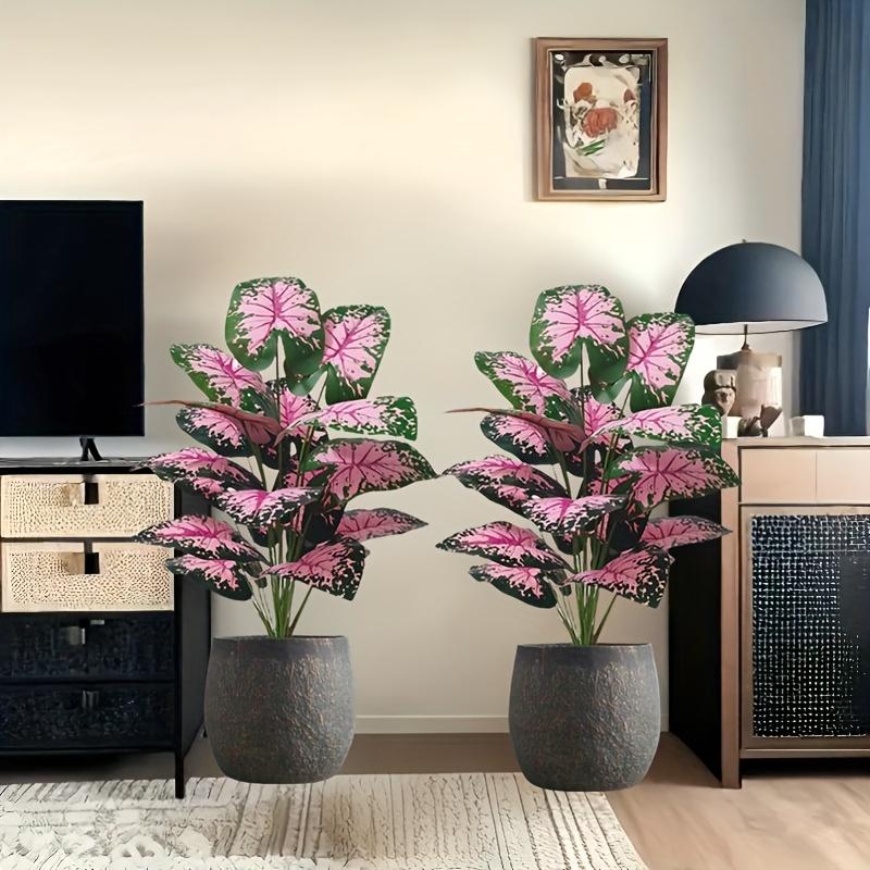 2pcs Outdoor Artificial Plants with A Realistic Touch, Featuring Colorful Monstera Leaves, Indoor/Outdoor Decor