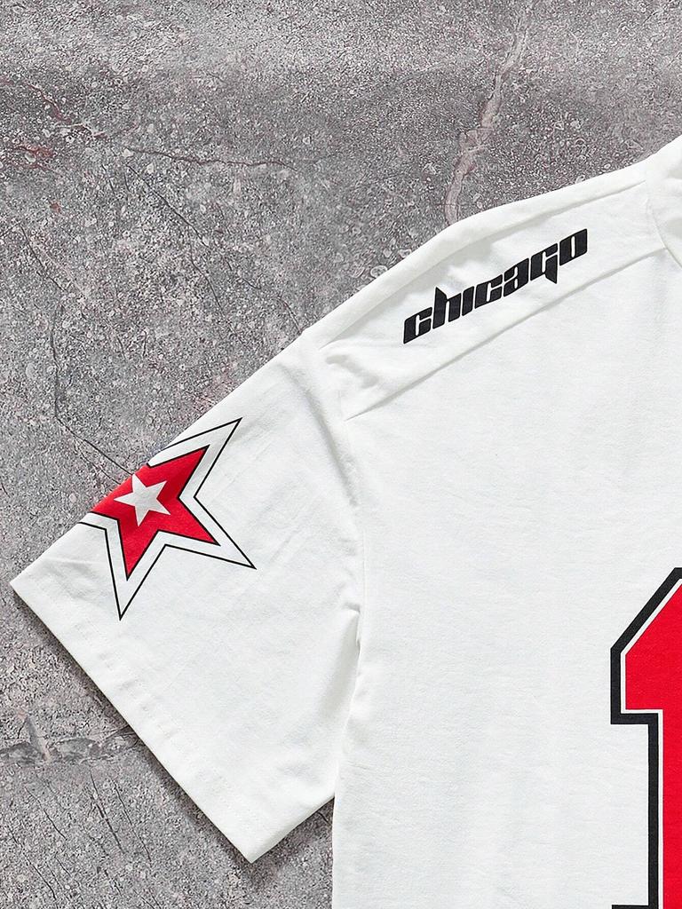 Women Summer T Shirt Streetwear Football Red Number Print Jersey Casual Short Sleeve  Top Fashion Sporty Summer Street Clothing