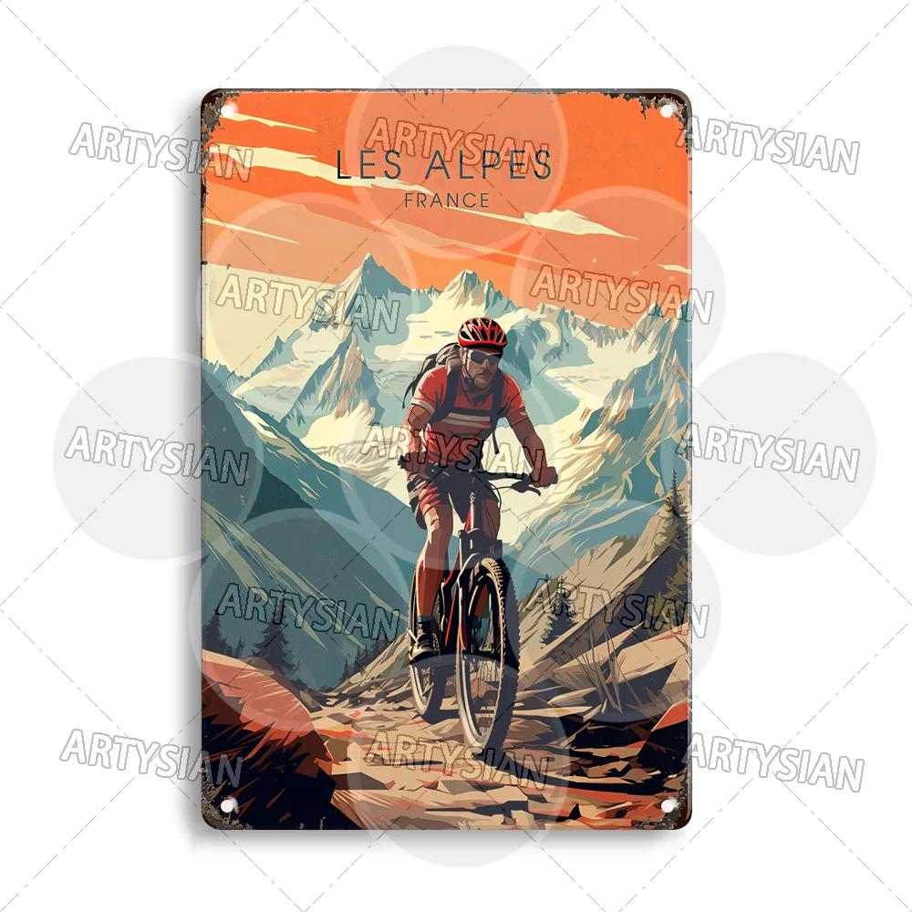 Vélo Tour De France Cycling Metal Sign Les Pyrénées Auvergne Les Vosges Col Du Galibier Col d'Aspin Tignes Col De La Bonette