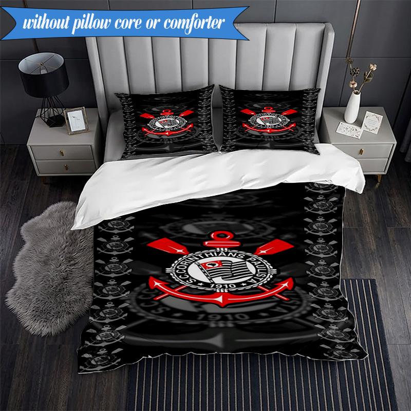 3PCS Sport Club Football Crest Printed Soft Bedding Set,Including 1pc Duvet Cover And 2pcs Pillowcases Perfect for Bedroom, Dormitory, Fan Gift