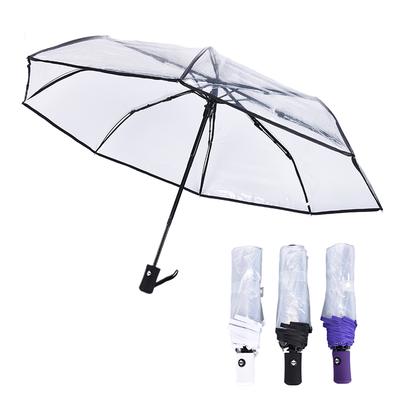 Automatisches Öffnen und Schließen, winddichter Regenschirm, kompakter Regen, transparent, klar