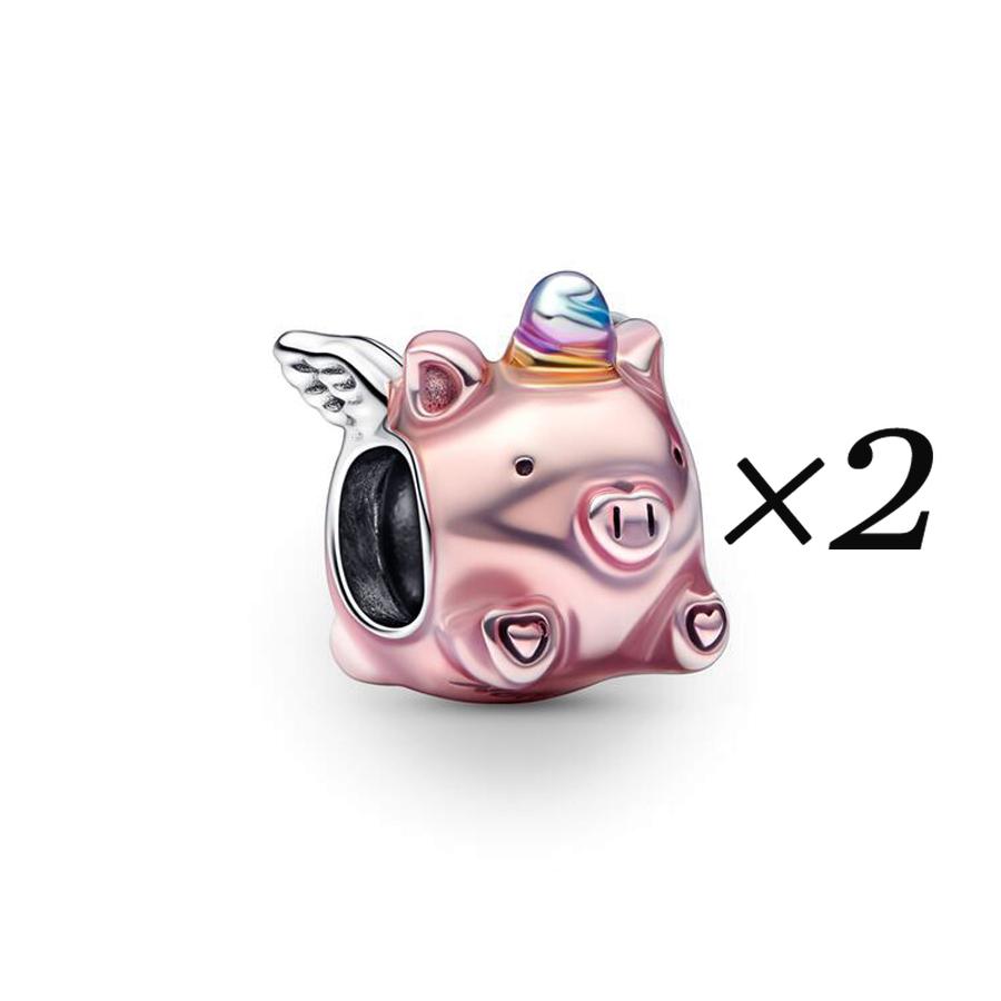 Pandantiv Porc Unicorn Curcubeu Zburător Brățară Pan DIY Bijuterii Drăguțe pentru Animale de Companie Femei Cadou gray