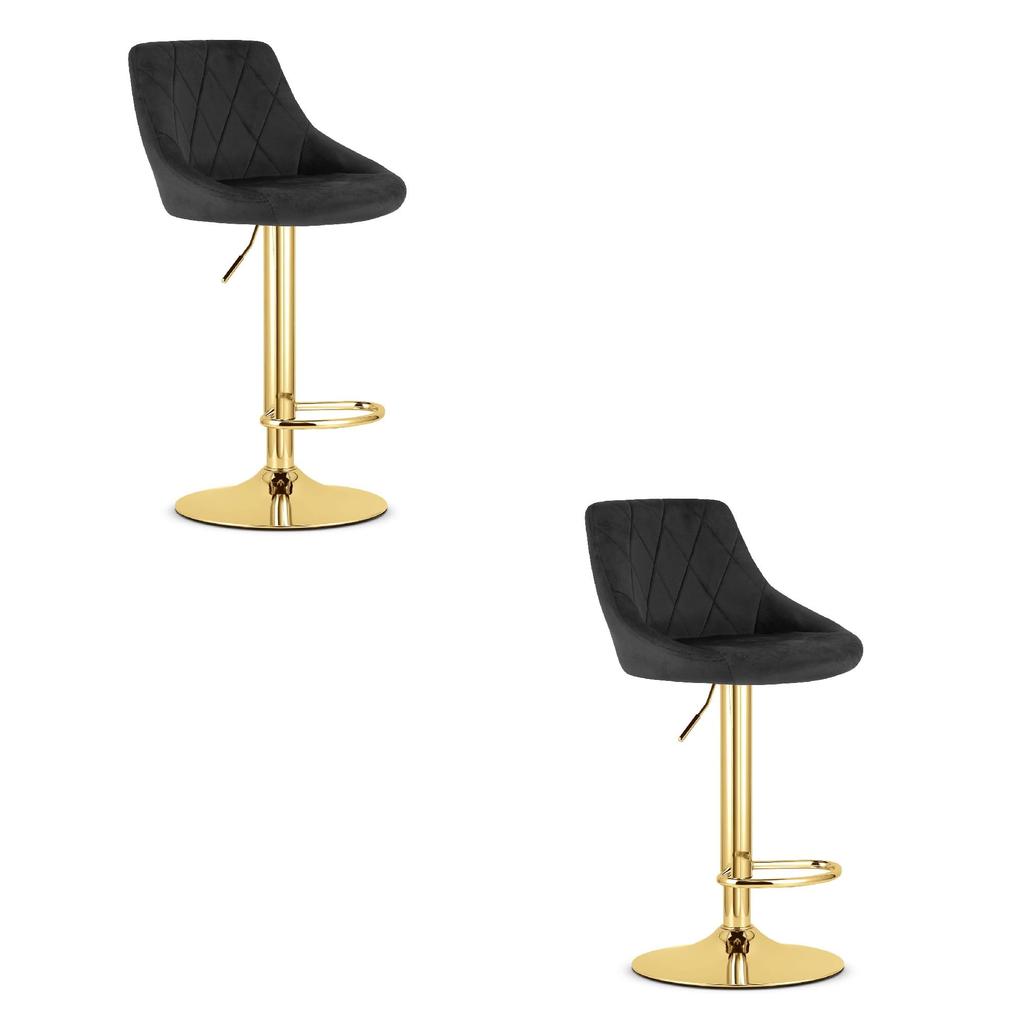 KAST stool - black velvet / gold base x 2