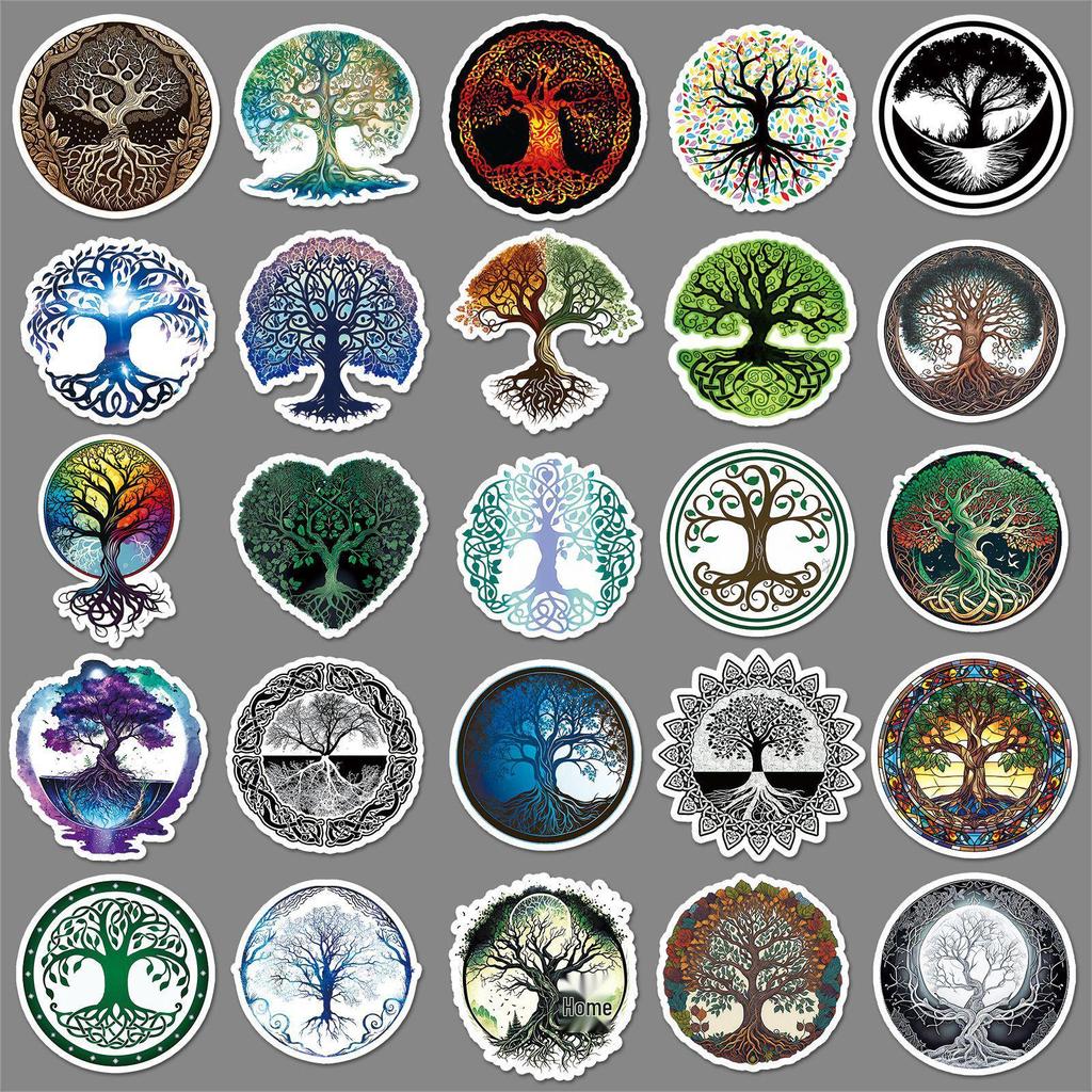 Life Tree Graffiti Stickers: 50 Creative Totem Designs for Journals, Phone Cases, Suitcases
