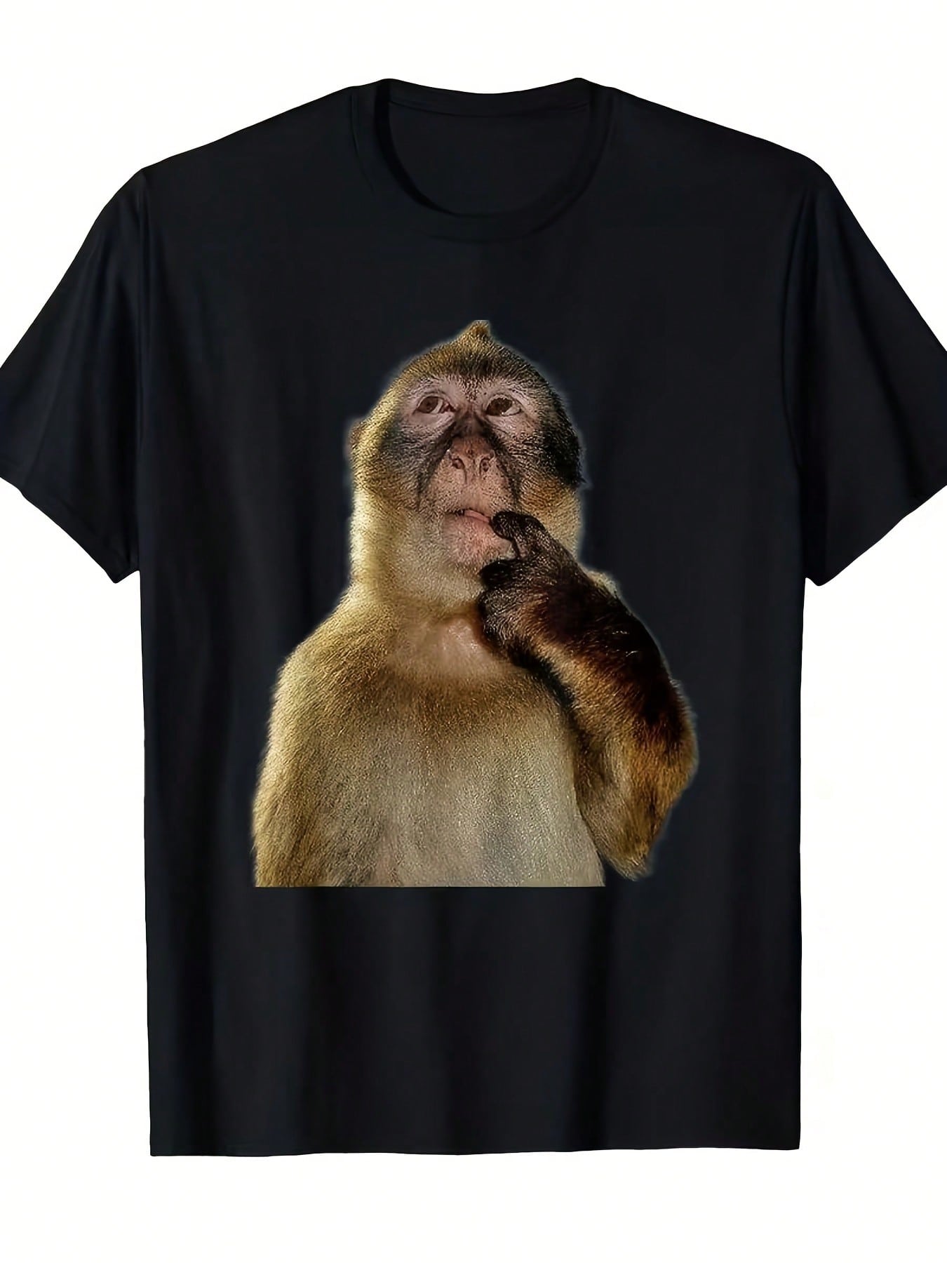Funny Monkey Meme T-Shirt - Featuring The Classic Thinking Monkey And Thumbs-Up Donkey Designs - Casual Top For Meme Enthusiasts S