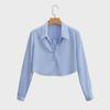 2025 Women's Summer Satin Silk Long-Sleeve Short Shirt - European & American Style