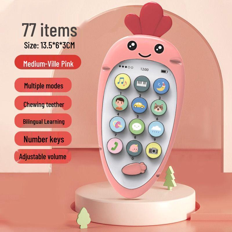 Bilingual Baby Music Phone & Carrot Teether Toy for Early Education (0-1 Year)