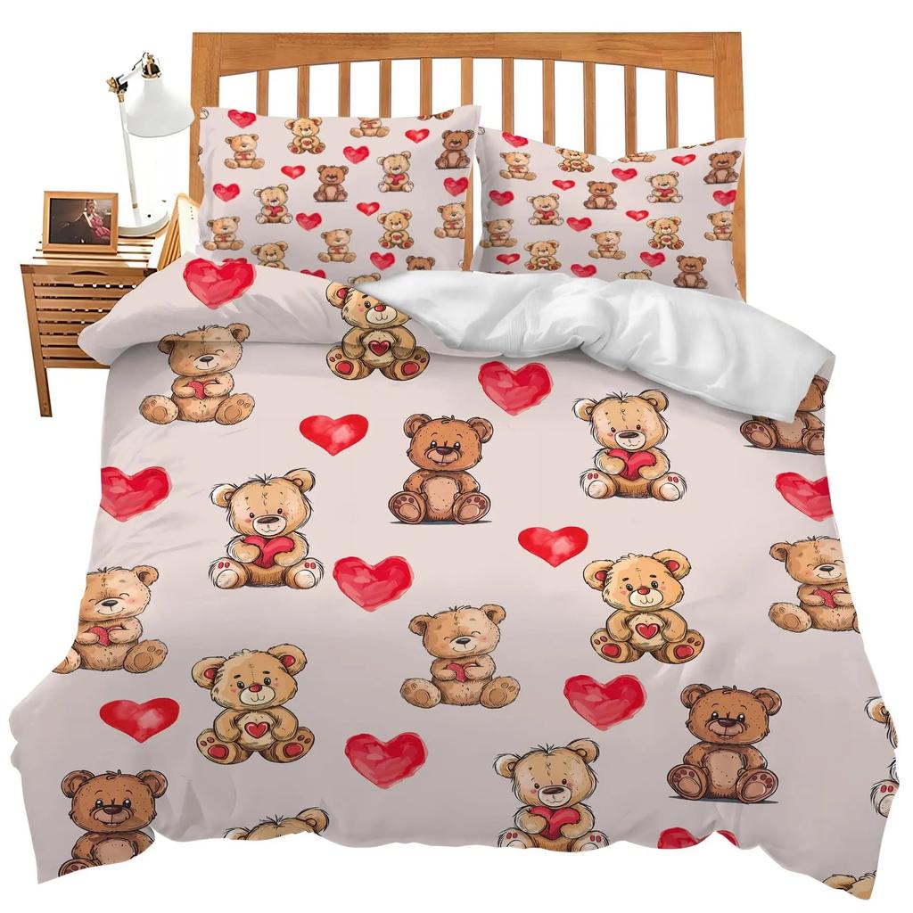 Comforter 3D Printed Cute Bear And Dog With Cartoon Animal Bedding Wild Animals Queen Size Comforter Set