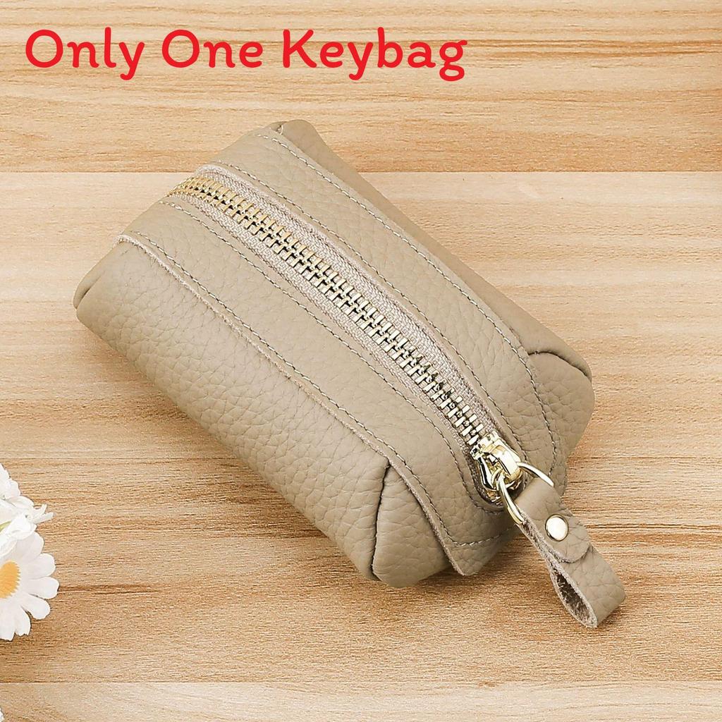 Leather Girls Mini Key Wallet With Zipper Coin Pocket For Daily Use