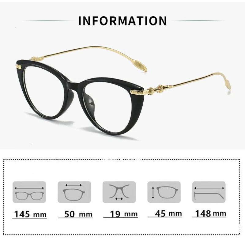 Popular Black Framed Cat Eye Glasses Ultra Light Unisex Glasses With Metal Frames That Look Youthful Anti-Blue Light Glasses