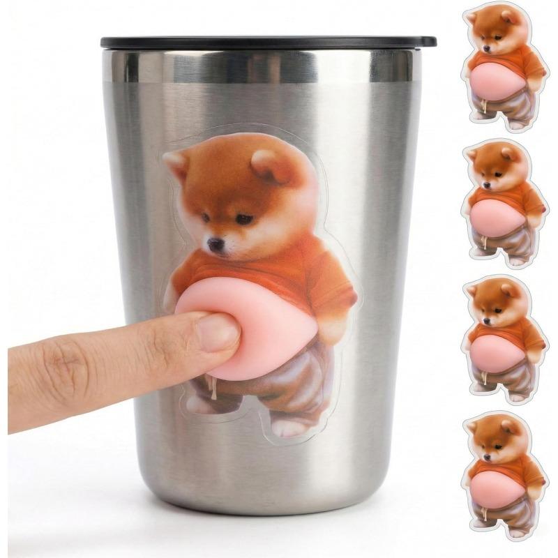 Cute Shiba Inu Squishy Stickers3D Puffy Dog Decals Squeezable Soft BellyFunny Stress Relief Toy for Phone Case Laptop Notebook