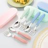 Cartoon Stainless Steel Children's Cutlery Set - Cute Spoon & Fork with Round Handles for Kindergarten, Portable Gift Set