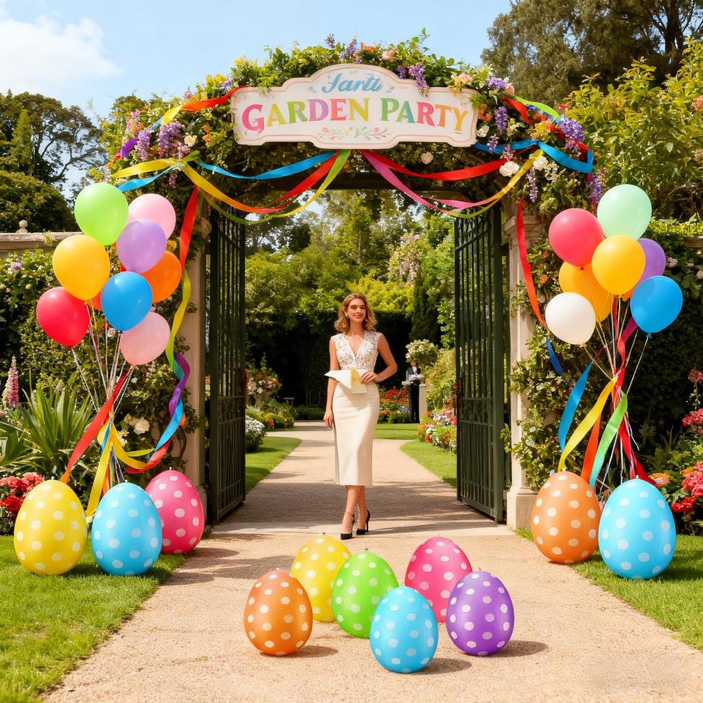 6 Pieces Easter Eggs PVC Inflatable Easter Eggs Holiday Garden Decorations For Lawn Front Yard Porch Patio Backyard